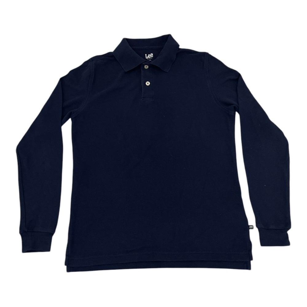 Navy Blue Lee Long Sleeve Polo Shirt (M)